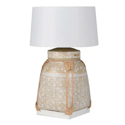 Sand Bamboo Hand Painted Table Lamp with Shade