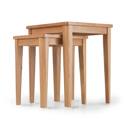 Modern Natural Solid Oak Nest of 2 Living Room Side Tables