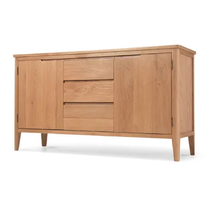Modern Solid Oak Large 2 Door 3 Drawer Sideboard