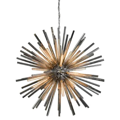 Chrome Silver Glass Tube 18 Lights Flare Chandelier Pendant