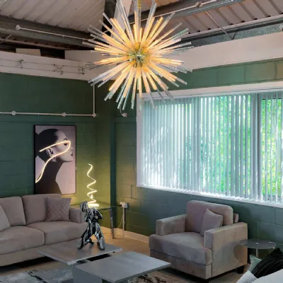 Gold Glass Tube 18 Bulb Fixture Chandelier Pendant