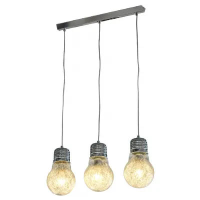 Three Bulb Chrome Ceiling Light Metal Wire Design