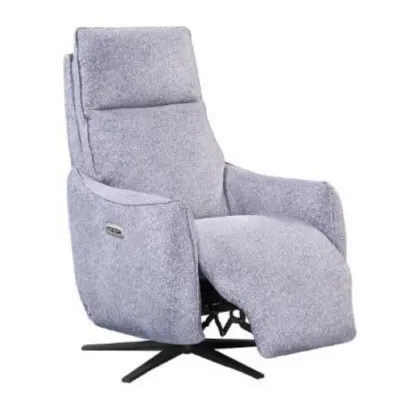 Light Grey Fabric Swivel Electric Power Recliner Armchair