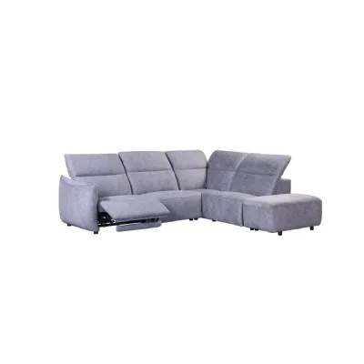 Grey Fabric Power Recliner Corner Sofa Right Hand Facing