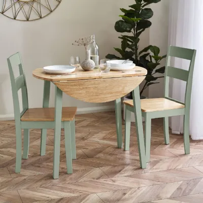 Linwood Set of 2 Sage Green and Natural Dining Chairs