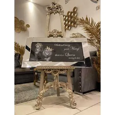 Lion Couple King And Queen Gold And Black Wall Art Mirror Frame