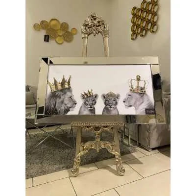 Lion King Family All White Wall Art Mirror Frame