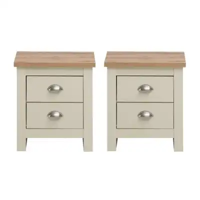 2x Nightstand With 2 Drawers