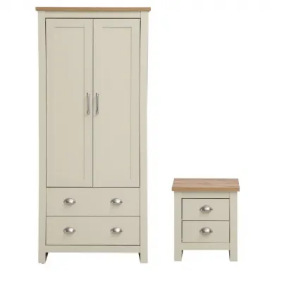 2 Piece Bedroom Set (2 Door Wardrobe, 2 Drawer Bedside)