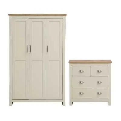 2 Piece Bedroom Set (3 Door Wardrobe, 2+2 Chest)