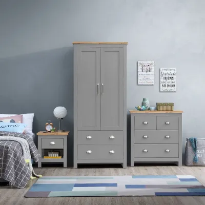 3 Piece Bedroom Set (2 Door Wardrobe, 2+2 Chest, 1 Drawer Bedside)