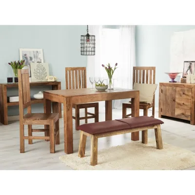Light Mango Wood 120cm Small Rectangular Dining Table