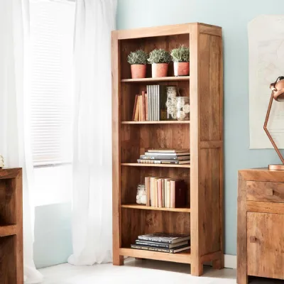 Light Mango Hardwood Tall Open Bookcase