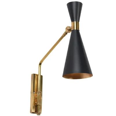 Satin Black and Brass Wall Light