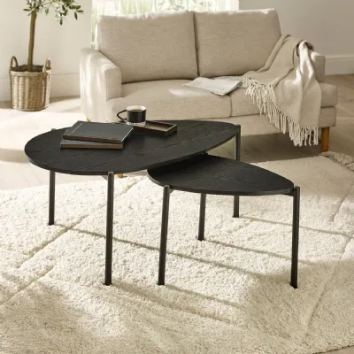 Lorette Black Ash Effect Teardrop Nest Of 2 Coffee Tables