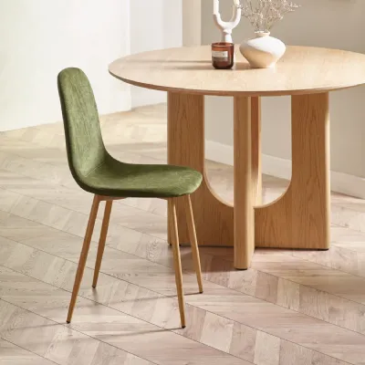Set of 4 Lottie Olive Green Chenille Upholstered Dining Chairs