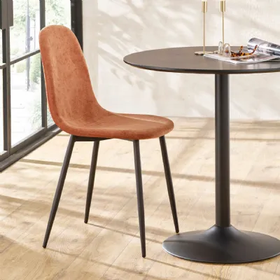 Set of 4 Lottie Orange Chenille Upholstered Dining Chairs