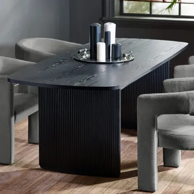 Louis Fluted Extending Dining Table Black