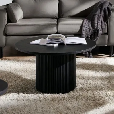 Louis Fluted Round Coffee Table Black