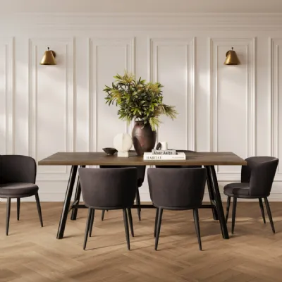Coffee Textured Wood 200cm Large Rectangular Dining Table