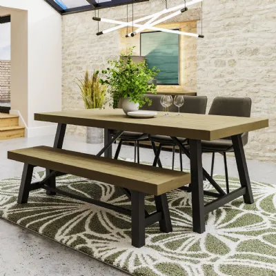 Lowry 2m Dining Table Driftwood Lacquered Solid Reclaimed Pine