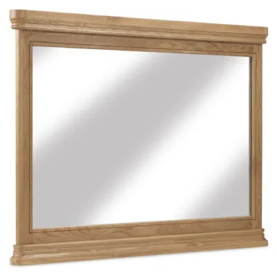 French Period Style Natural Solid Oak Rectangular Wall Mirror