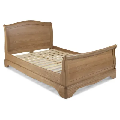 Traditional Solid Oak 4ft6 Double Curved Sleigh Bed