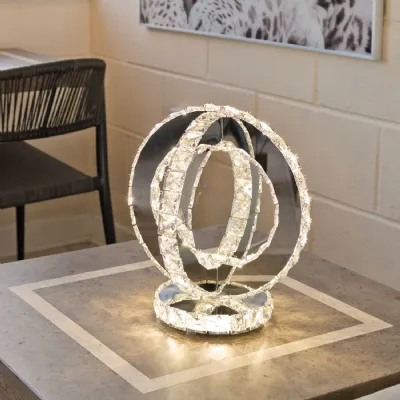 Glass Crystal Double Ring Mirrored Vanity Light Chrome Base