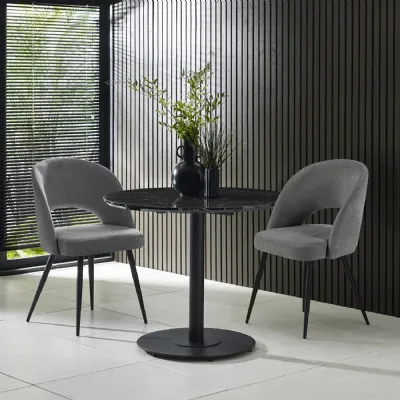 Luca 80cm Round Dining Table Black