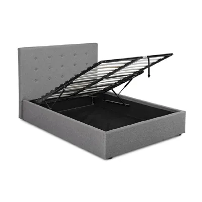 Grey Linen 4ft6 Double Ottoman Bed with Lift Up Storage