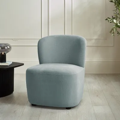 Lunetta Blue Chenille Armless Accent Chair