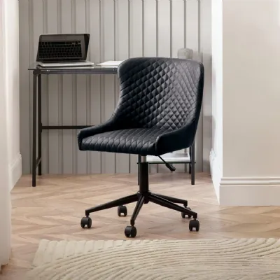 Luxe Office Chair In Black Faux Leather