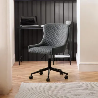 Luxe Office Chair In Grey Velvet