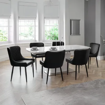 Set Of 2 Luxe Faux Leather Dining Chairs Black