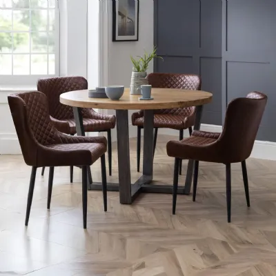 Set Of 2 Luxe Faux Leather Dining Chairs Brown
