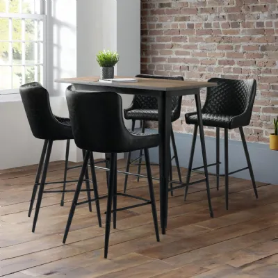 Luxe Faux Leather Barstool Black