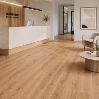 Set of 18 Modern Honey Oak Herringbone LVT Flooring Planks 750 x 150mm