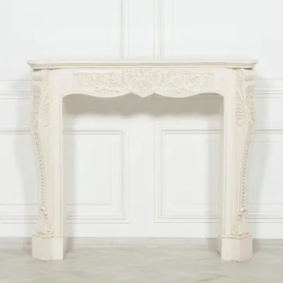 Aged Ivory Carved Fire Surround