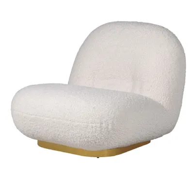 Milk White Boucle and Gold Base Accent Chair