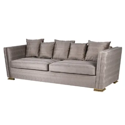 Beige 3 Seater Box Sofa