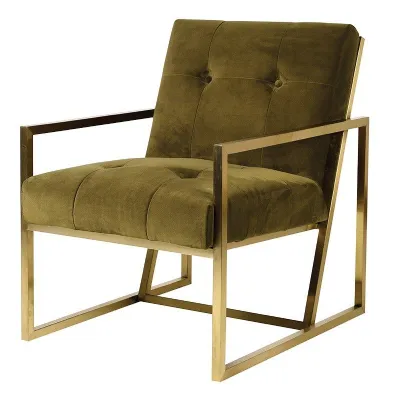 Green Metal Framed Chair With A Line Design