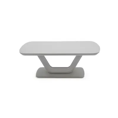 Matt Light Grey Finish 110cm Coffee Table Glass Top