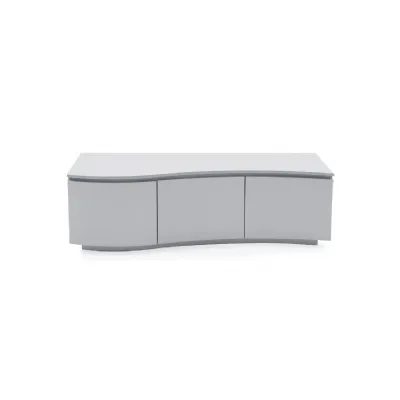 Light Grey Wooden Curved Design TV Cabinet with LED