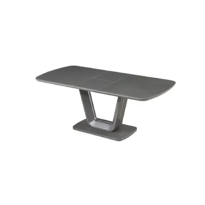 Graphite Matt Grey Glass Top Extending Dining Table