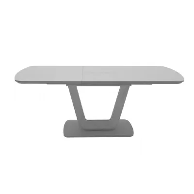 Grey Glass Top Rectangular Extending Dining Table 1.6m to 2m