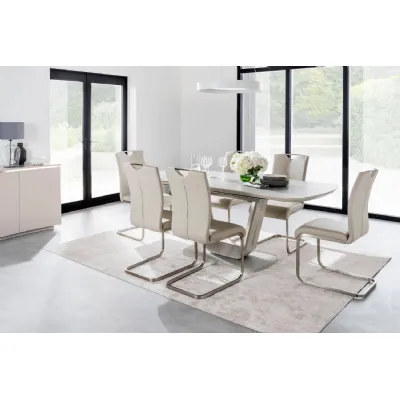 Putty Glass Top Large Extending Dining Table 160 to 200cm