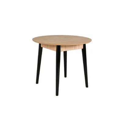 Dining Table Round 900 Oak Top Black Leg