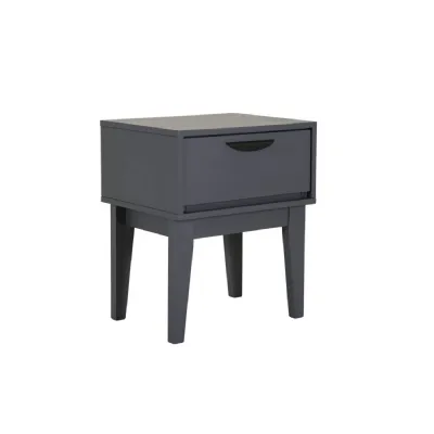 Modern Dark Grey Wooden 1 Drawer Bedside Table