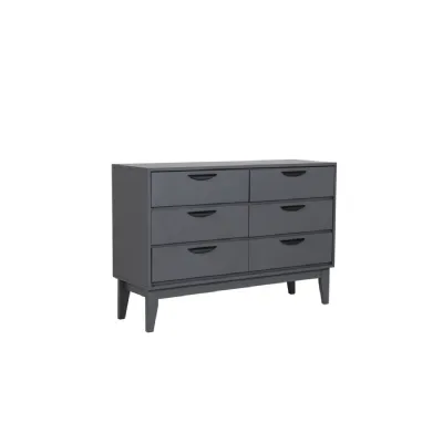 Modern Dark Grey Wood 6 Drawer Dressing Chest