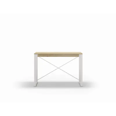 Modern Archie Console Table Oak 110cm with White Metal Legs